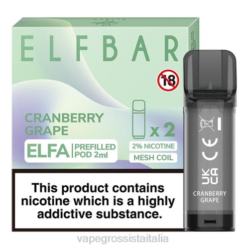 Vape Italia Ancona - uva mirtillo rosso V620334 ELFBAR Elfa capsula preriempita - 2 ml - 20 mg (confezione da 2)