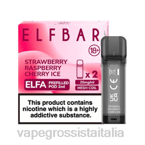 Vape Italia Fano - gelato alla fragola, lampone e ciliegia V620336 ELFBAR Elfa capsula preriempita - 2 ml - 20 mg (confezione da 2)