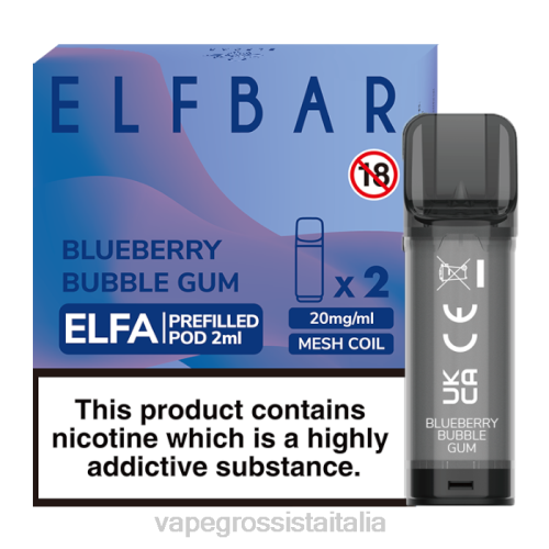 Vape Italia - gomma da masticare al mirtillo V620333 ELFBAR Elfa capsula preriempita - 2 ml - 20 mg (confezione da 2)
