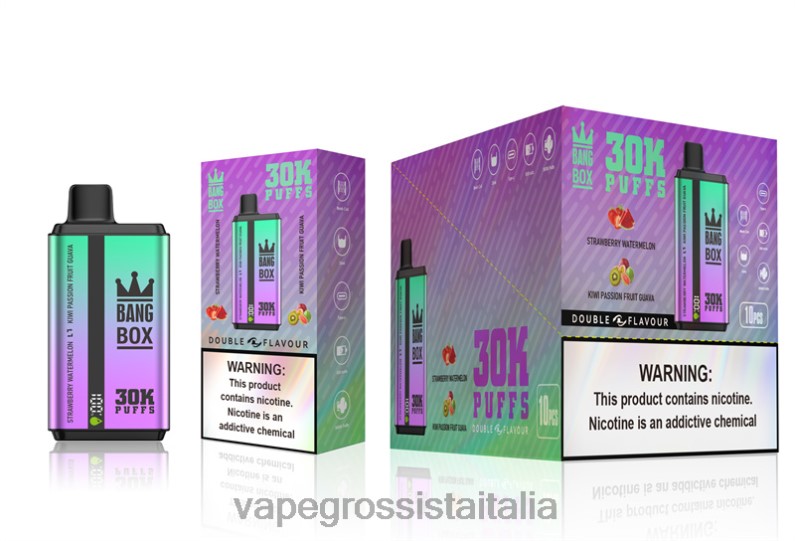 Vape Grossista Italia - Bang Box 30000 bignè doppi gusti fragola, anguria e kiwi, frutto della passione, guava 00FB670