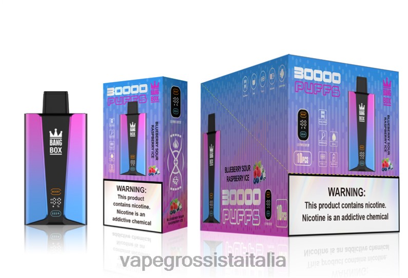 Vape Italia - Bang Box Schermo intelligente da 30000 sbuffi gelato al lampone acido e mirtillo 00FB681
