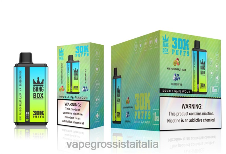 Vape Italia Collemarino - Bang Box 30000 bignè doppi gusti kiwi, frutto della passione, guava e ghiaccio al mirtillo 00FB665