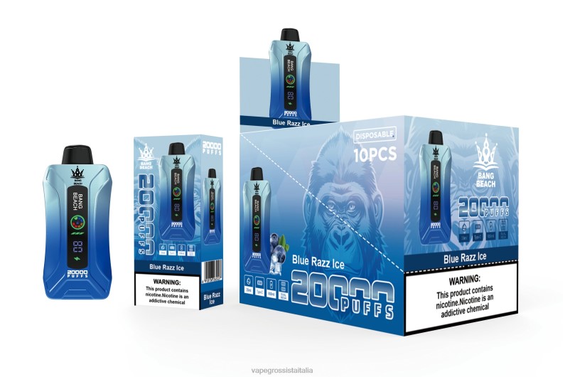 Vape All'Ingrosso - Bang Beach Svapo a schermo intelligente da 20000 sbuffi ghiaccio blu razz 00FB611