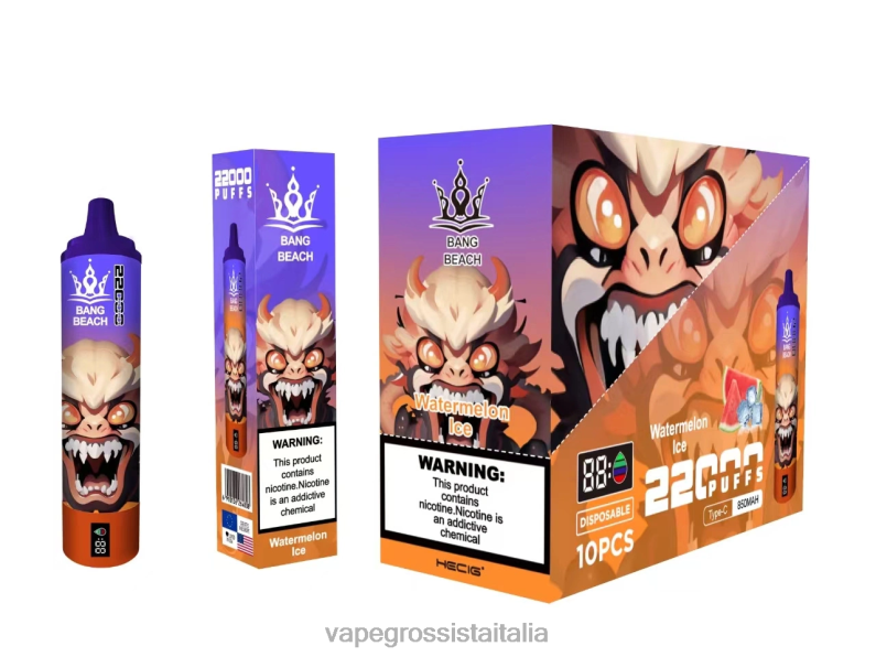 Vape Grossista Italia - Bang Beach Schermo intelligente da 22000 sbuffi ghiaccio di anguria 00FB622