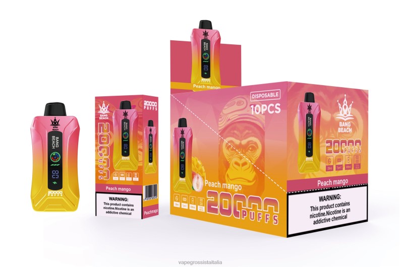 Vape Grossista Italia - Bang Beach Svapo a schermo intelligente da 20000 sbuffi mango alla pesca 00FB62