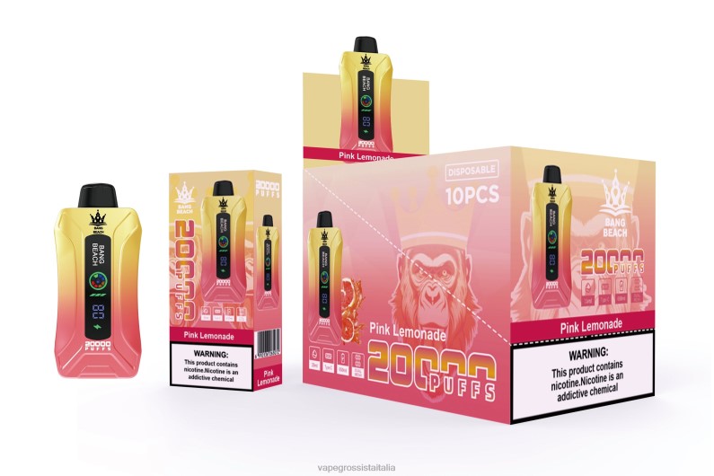 Vape Italia Ancona - Bang Beach Svapo a schermo intelligente da 20000 sbuffi limonata rosa 00FB64