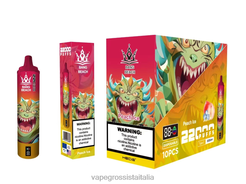Vape Italia Fano - Bang Beach Schermo intelligente da 22000 sbuffi ghiaccio alla pesca 00FB616