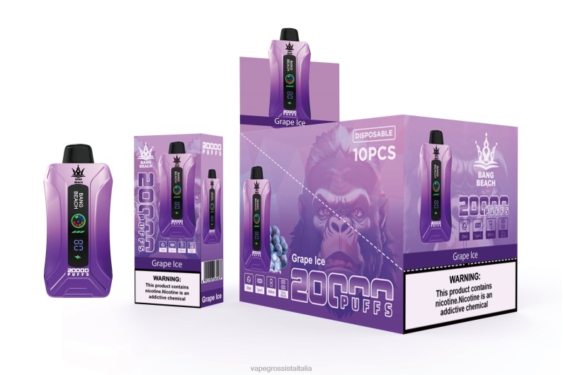 Vape Italia Recensioni - Bang Beach Svapo a schermo intelligente da 20000 sbuffi ghiaccio d'uva 00FB610