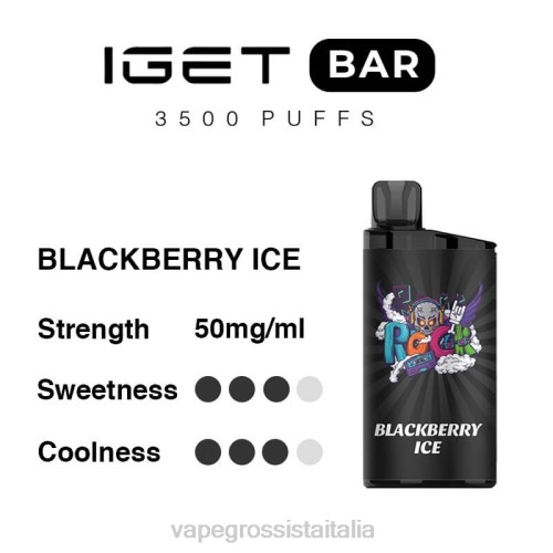 Vape All\'Ingrosso - ghiaccio alla mora V62091 IGET BAR 3500 nicotina al 5%.