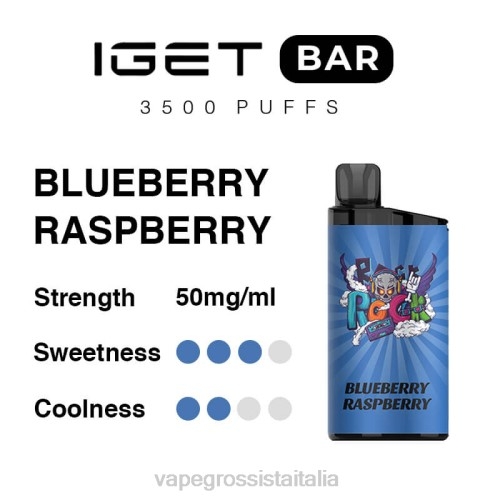 Vape Grossista Italia - lampone mirtillo V62092 IGET BAR 3500 nicotina al 5%.