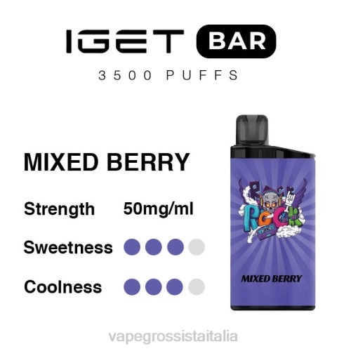 Vape Italia Ancona - frutti di bosco misti V62094 IGET BAR 3500 nicotina al 5%.
