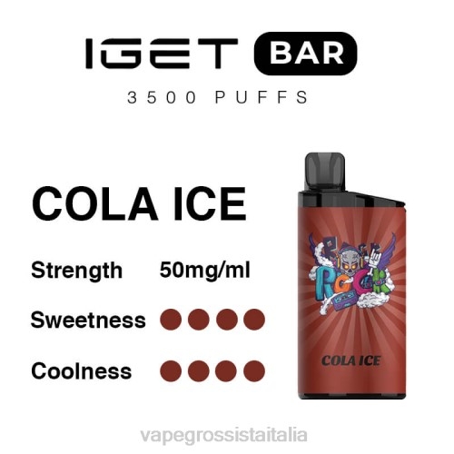 Vape Italia Fano - ghiaccio alla cola V62096 IGET BAR 3500 nicotina al 5%.