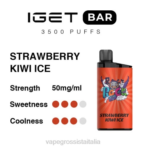 Vape Italia Recensioni - ghiaccio alla fragola e kiwi V62090 IGET BAR 3500 nicotina al 5%.