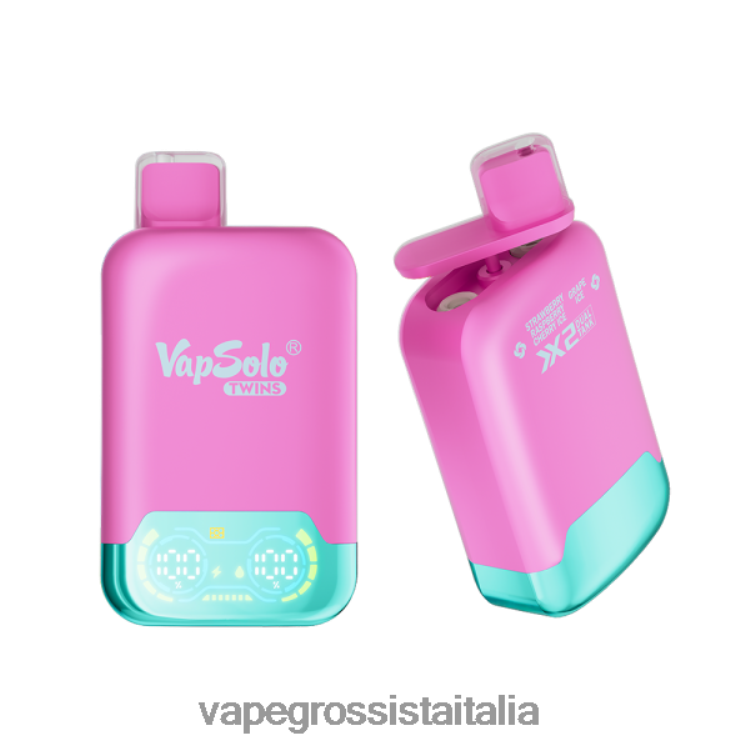 Vape Italia Collemarino - Vapsolo TWINS vaporizzatore usa e getta gelato alla fragola, lampone, ciliegia e ghiaccio all\'uva 8TR48B127
